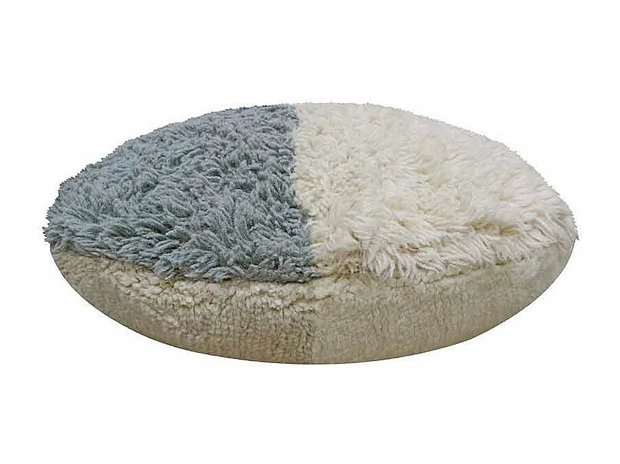 Coussin de sol laine bicolore - bleu beige - Ø 70 cm