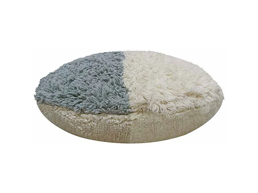Coussin de sol laine bicolore - bleu beige - Ø 70 cm