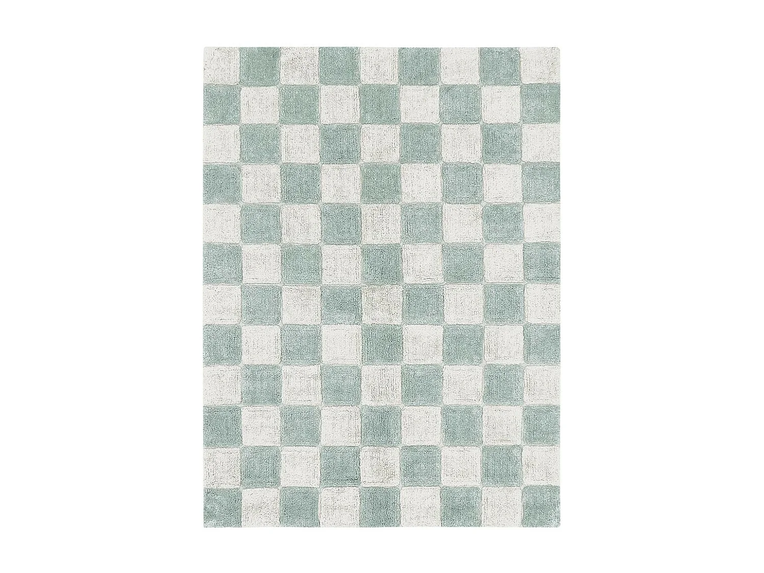 Alfombra ajedrez verde salvia y beige 120 x 160 cm