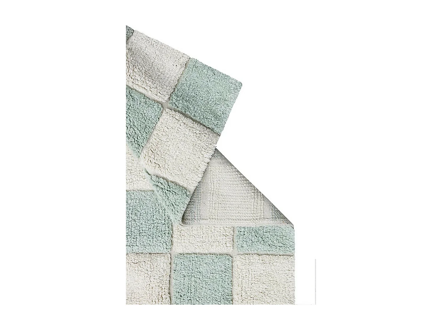 Alfombra ajedrez verde salvia y beige 120 x 160 cm