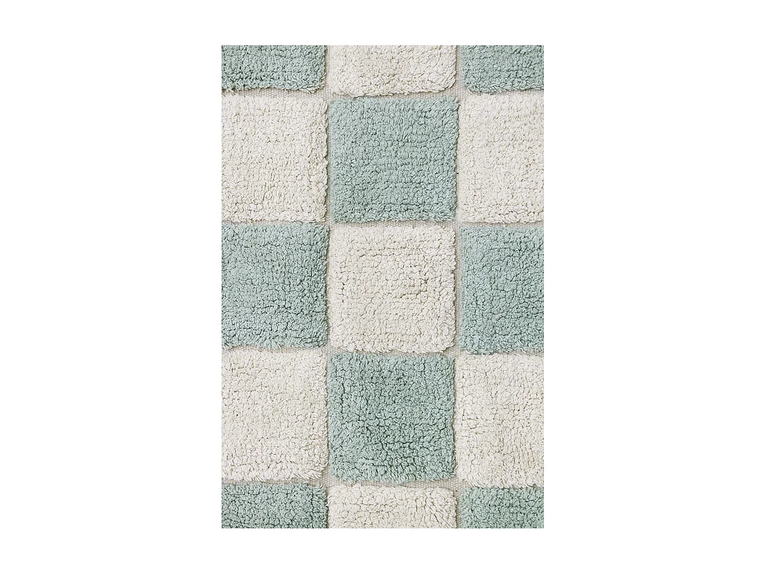 Alfombra ajedrez verde salvia y beige 120 x 160 cm