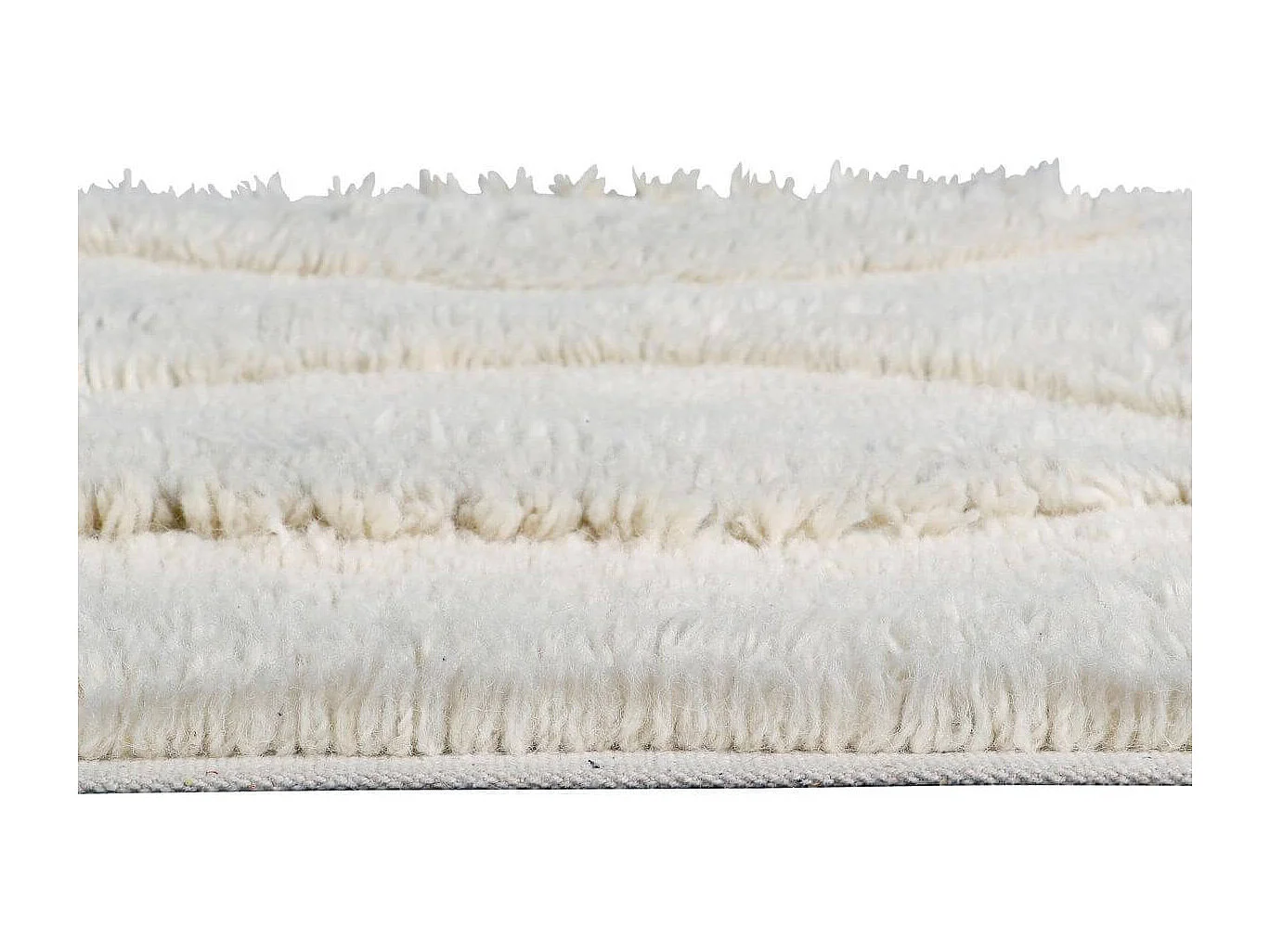 Tapis rectangle en laine ethnique lavable en machine crème Bahari Rectangulaire Design Fai