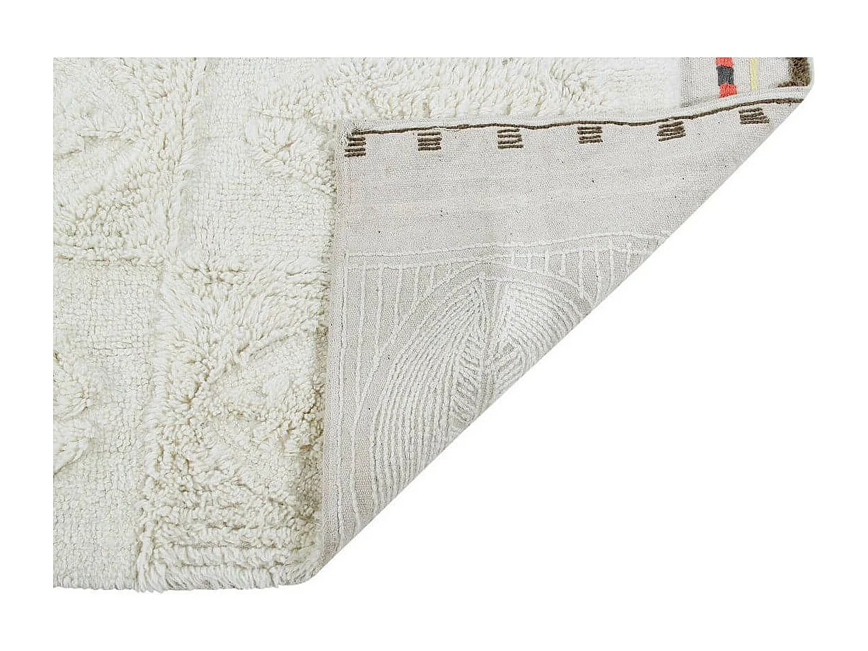 Tapis rectangle en laine ethnique lavable en machine crème Bahari Rectangulaire Design Fai