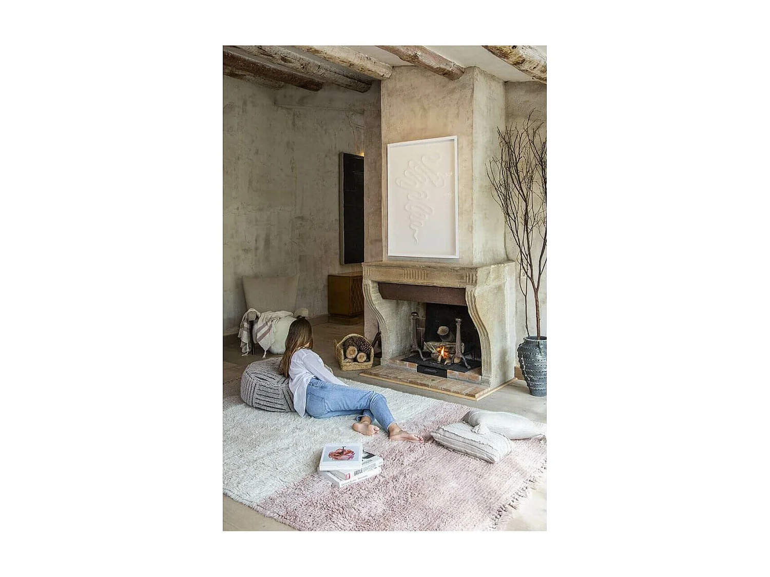 Alfombra de lana - tonos rosas - 200 x 300 cm