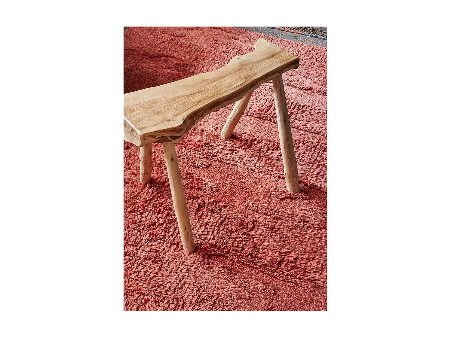 Tapis de salon marron en laine lavable en machine ethnique Naranguru Rectangulaire Design