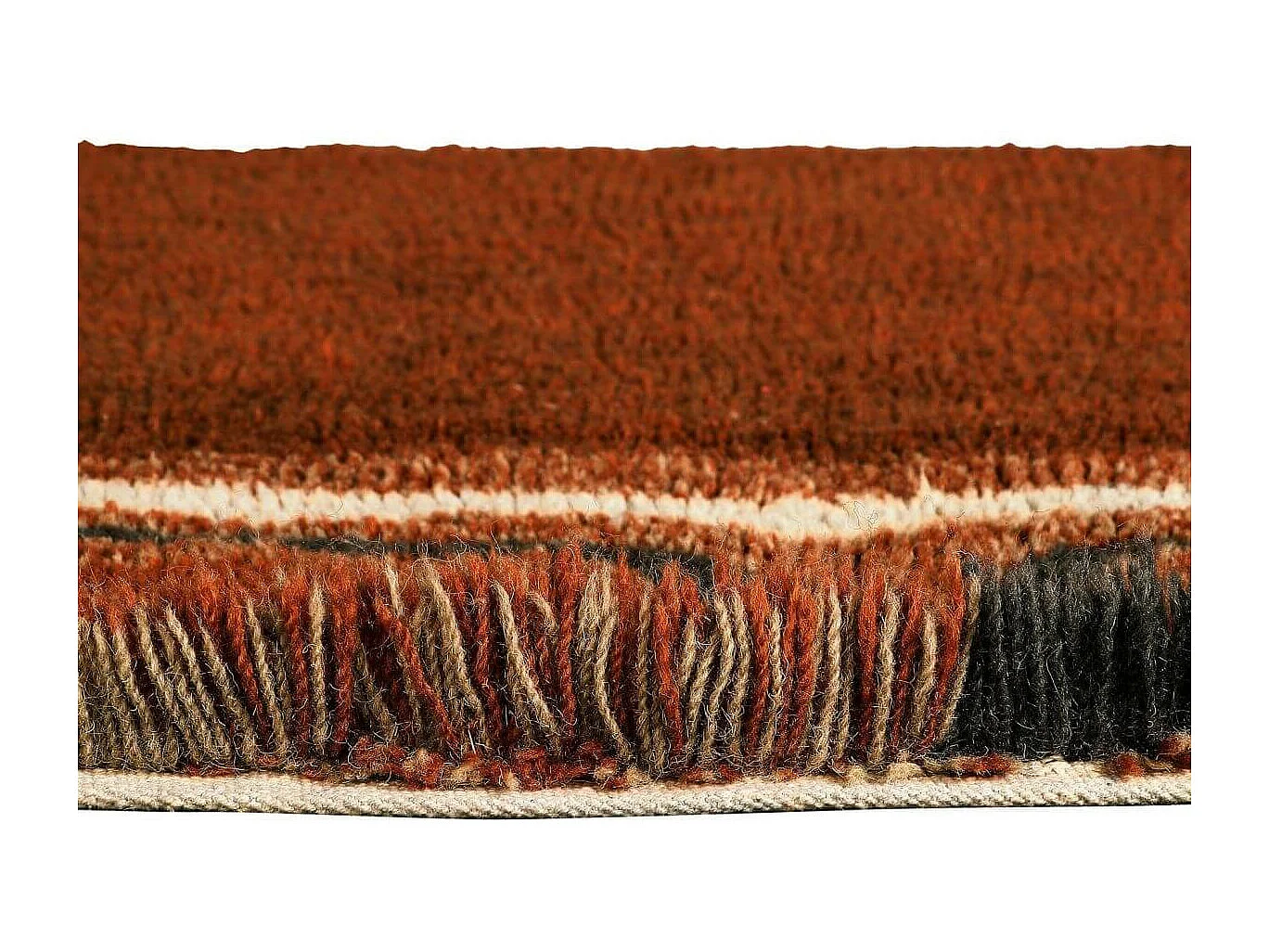 Tapis marron en laine lavable en machine ethnique Karibu Ovale Design Fait main Tapis lava