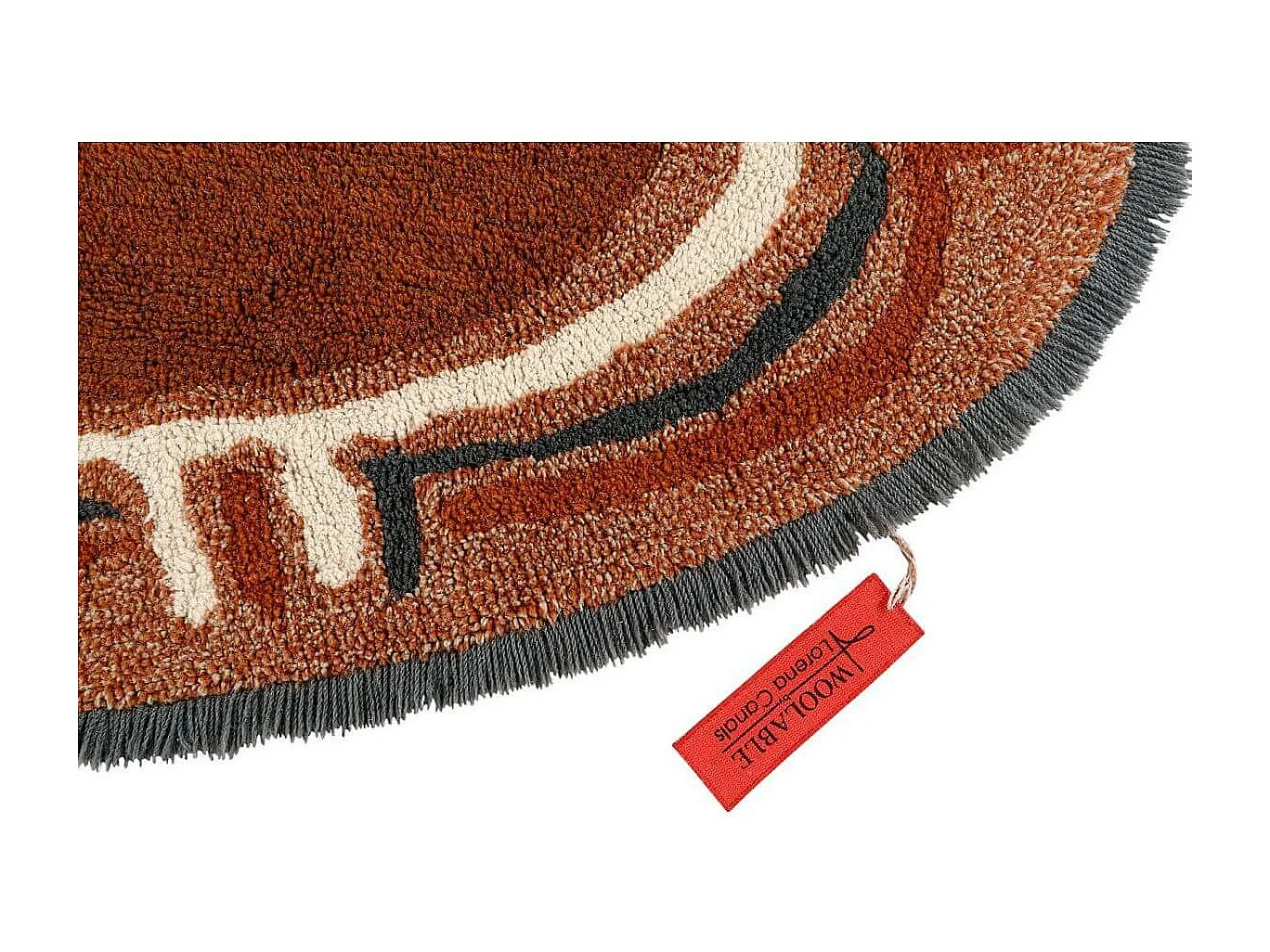 Tapis marron en laine lavable en machine ethnique Karibu Ovale Design Fait main Tapis lava