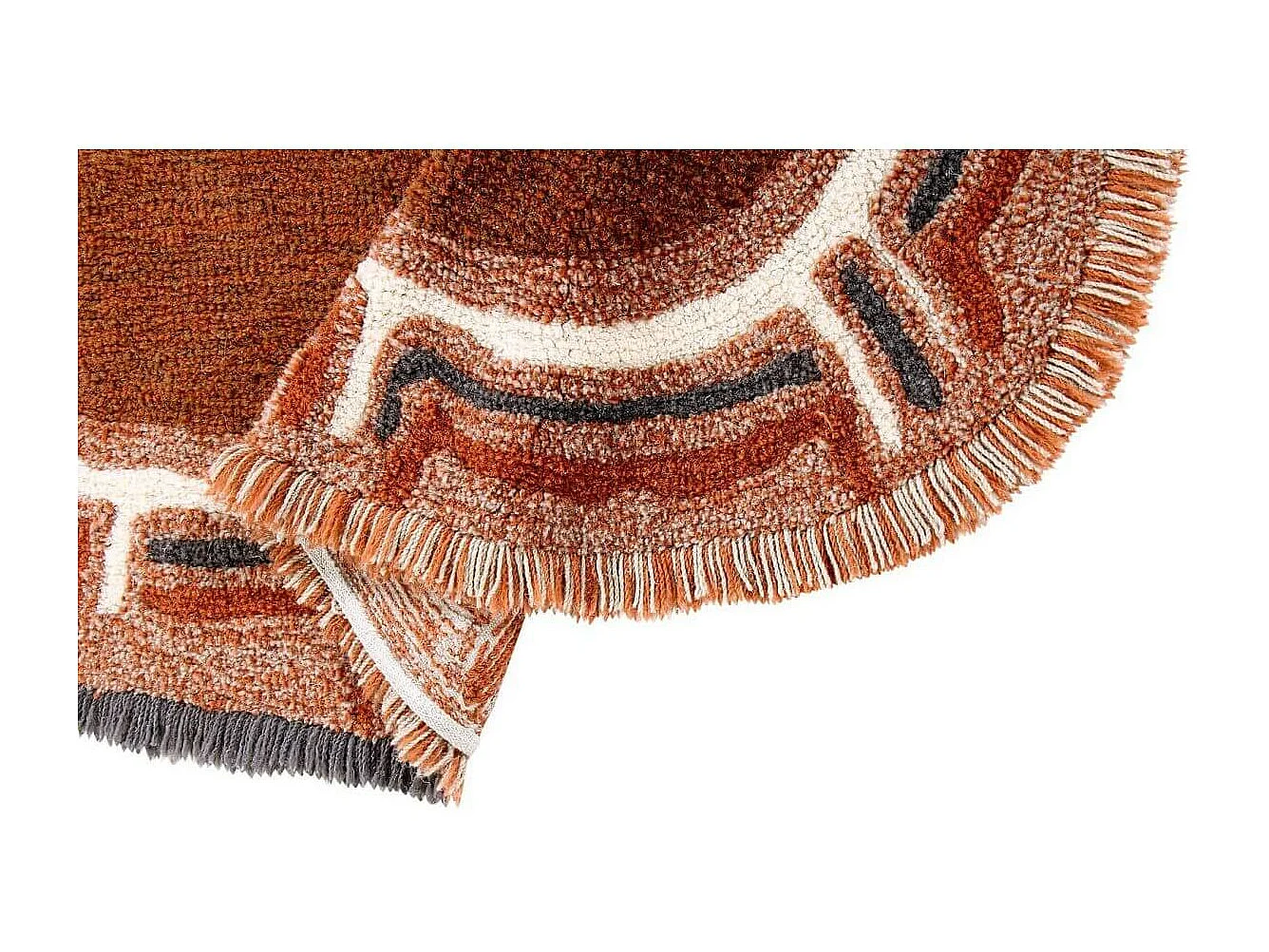 Tapis marron en laine lavable en machine ethnique Karibu Ovale Design Fait main Tapis lava