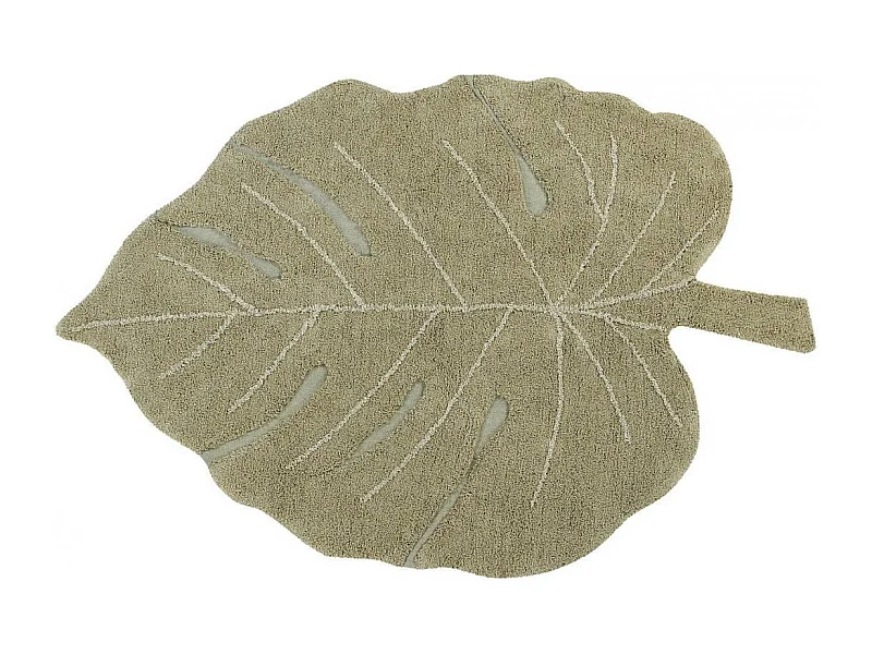 Alfombra de algodón Monstera aceituna - 120 x 180 cm