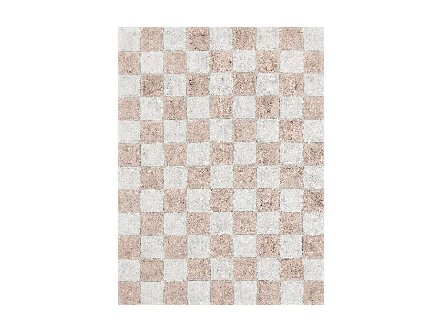 Alfombra ajedrez rosa y beige 120 x 160 cm