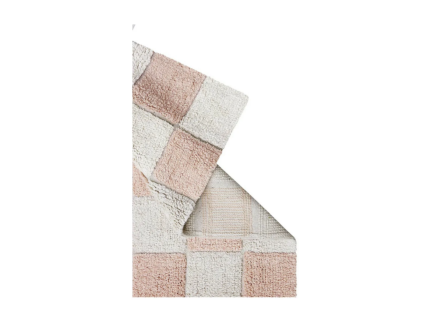 Alfombra ajedrez rosa y beige 120 x 160 cm