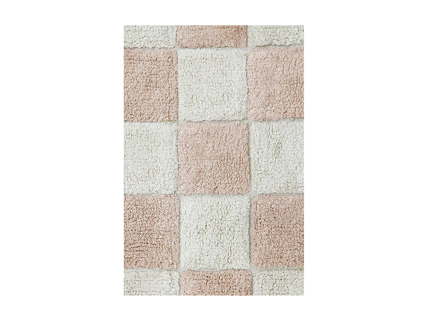 Alfombra ajedrez rosa y beige 120 x 160 cm