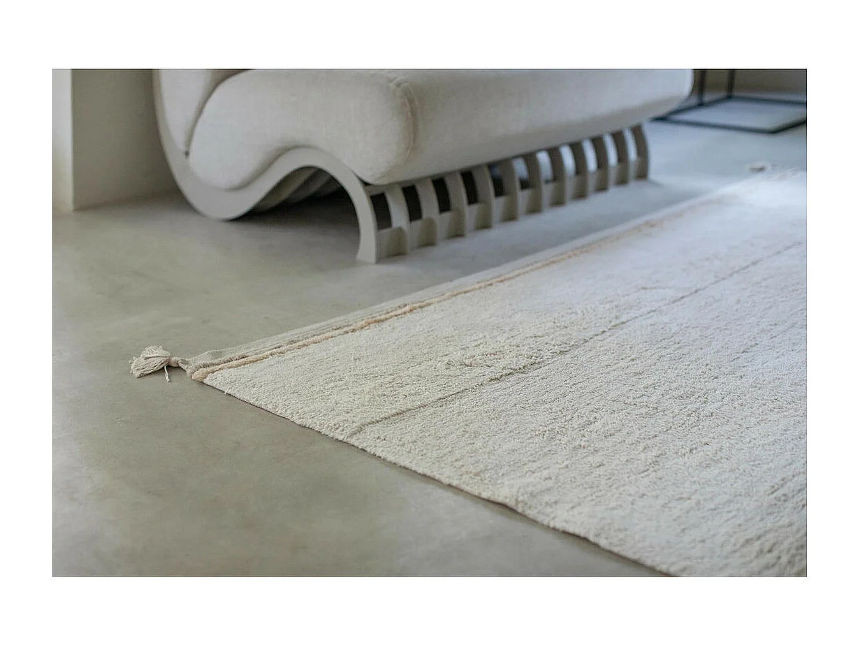 Tapis avec pompons lavable en machine design Bloom Rectangulaire Design Fait main Tapis la