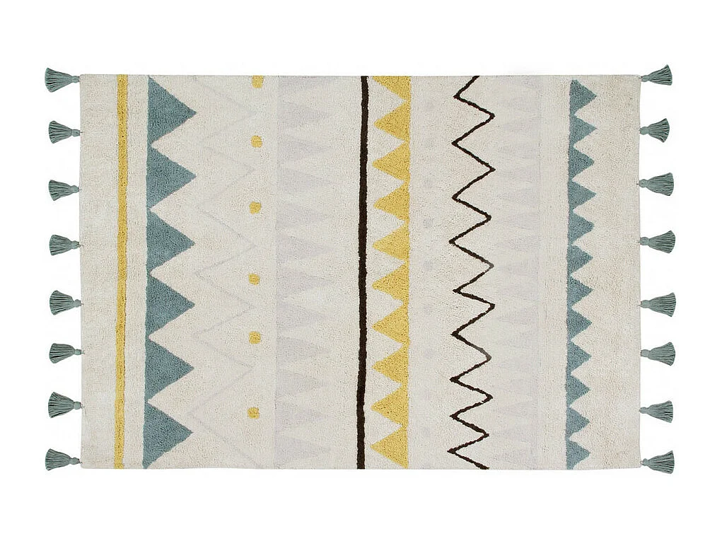 Tapis avec franges lavable en machine Azteca Lorena Canals Rectangulaire Design Fait main