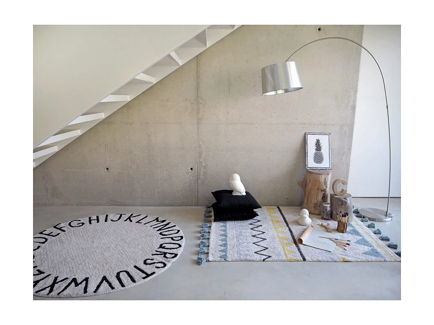 Tapis avec franges lavable en machine Azteca Lorena Canals Rectangulaire Design Fait main