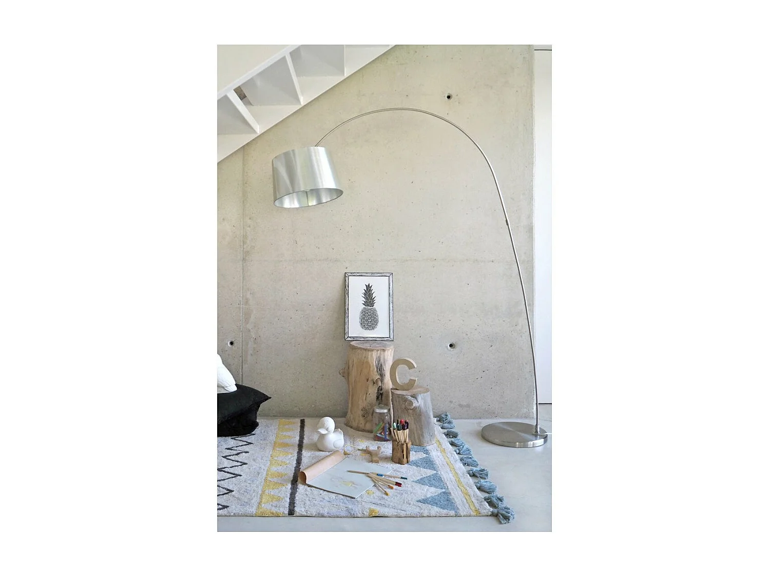 Tapis avec franges lavable en machine Azteca Lorena Canals Rectangulaire Design Fait main