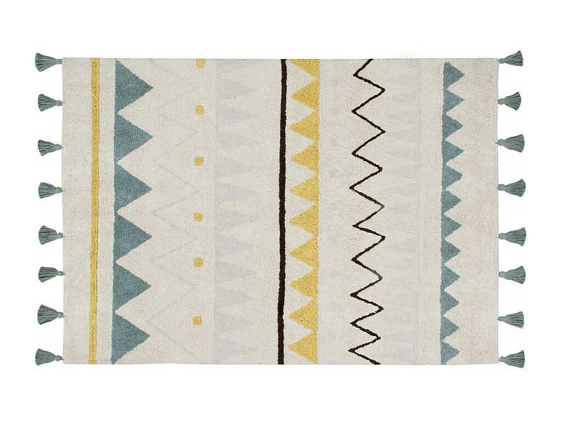 Tapis avec franges lavable en machine Azteca Lorena Canals Rectangulaire Design Fait main