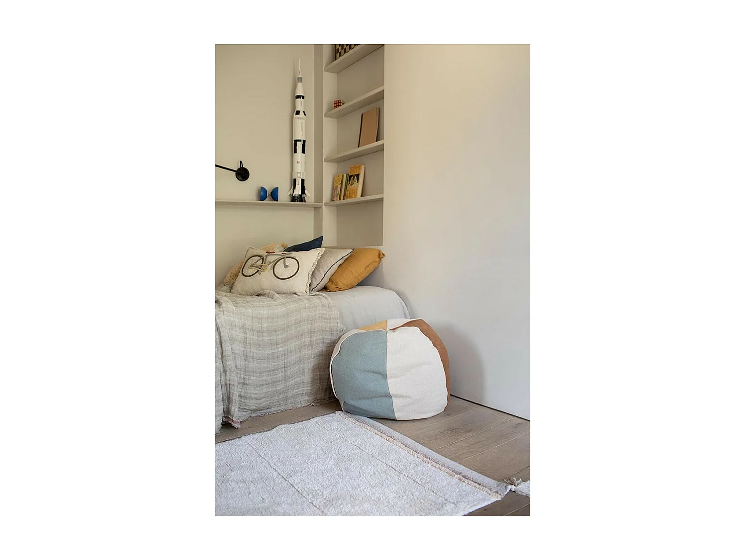 Tapis avec pompons lavable en machine design Bloom Rectangulaire Design Fait main Tapis la