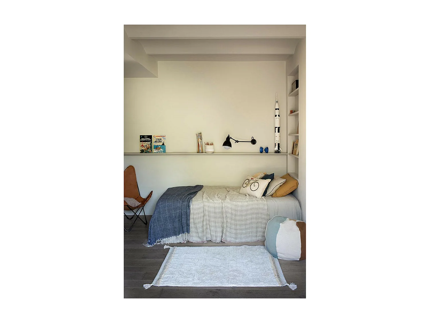 Tapis avec pompons lavable en machine design Bloom Rectangulaire Design Fait main Tapis la