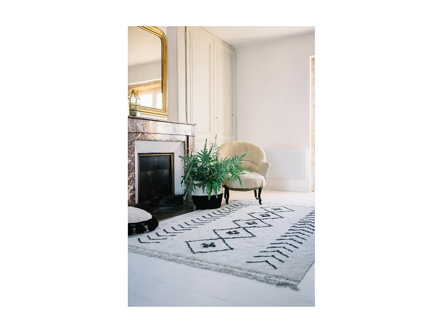Tapis ethnique en coton fait main beige Bereber Rhombs Lorena Canals Rectangulaire Design