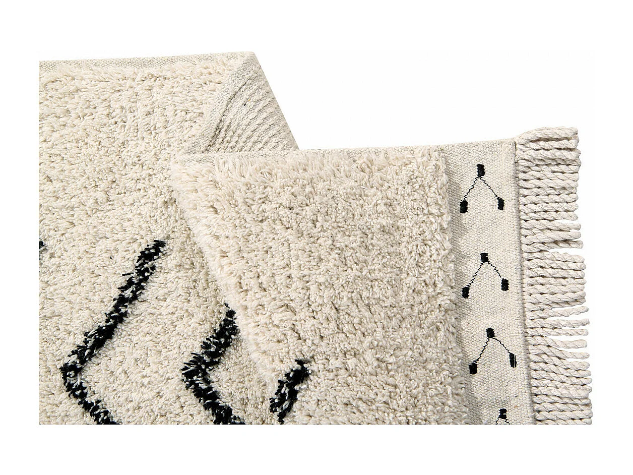 Tapis ethnique en coton fait main beige Bereber Rhombs Lorena Canals Rectangulaire Design