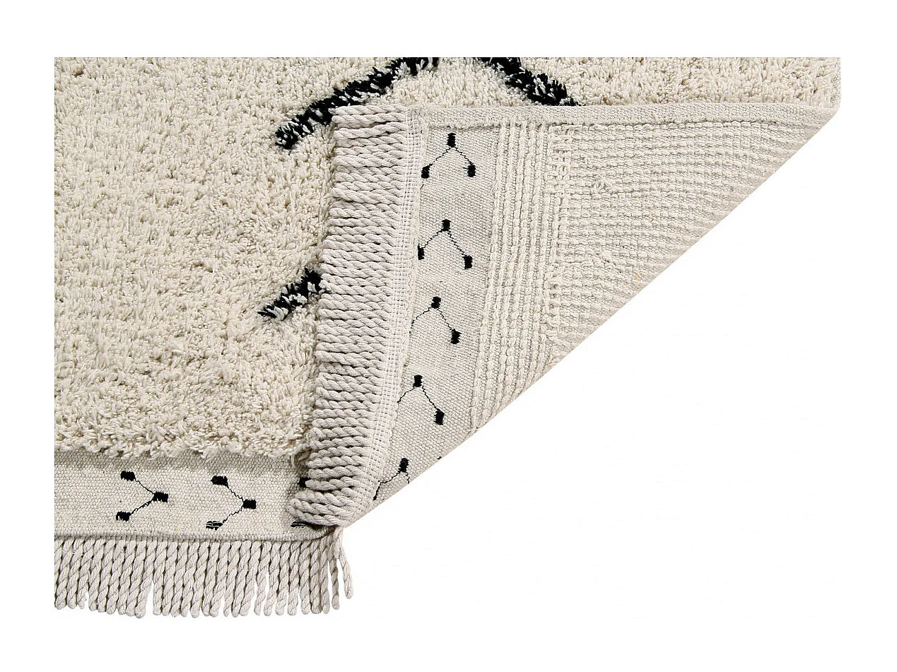 Tapis ethnique en coton fait main beige Bereber Rhombs Lorena Canals Rectangulaire Design