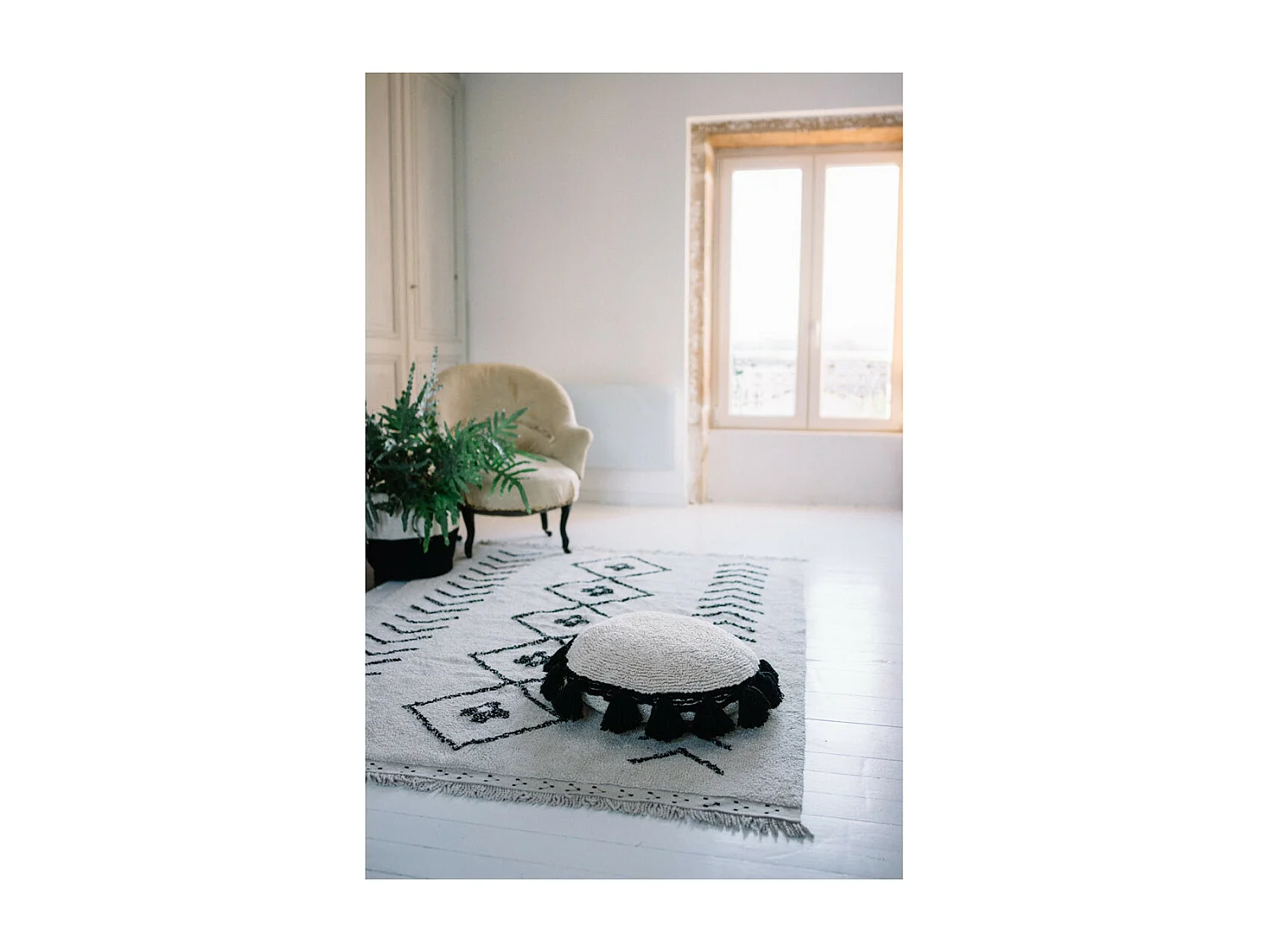 Tapis ethnique en coton fait main beige Bereber Rhombs Lorena Canals Rectangulaire Design