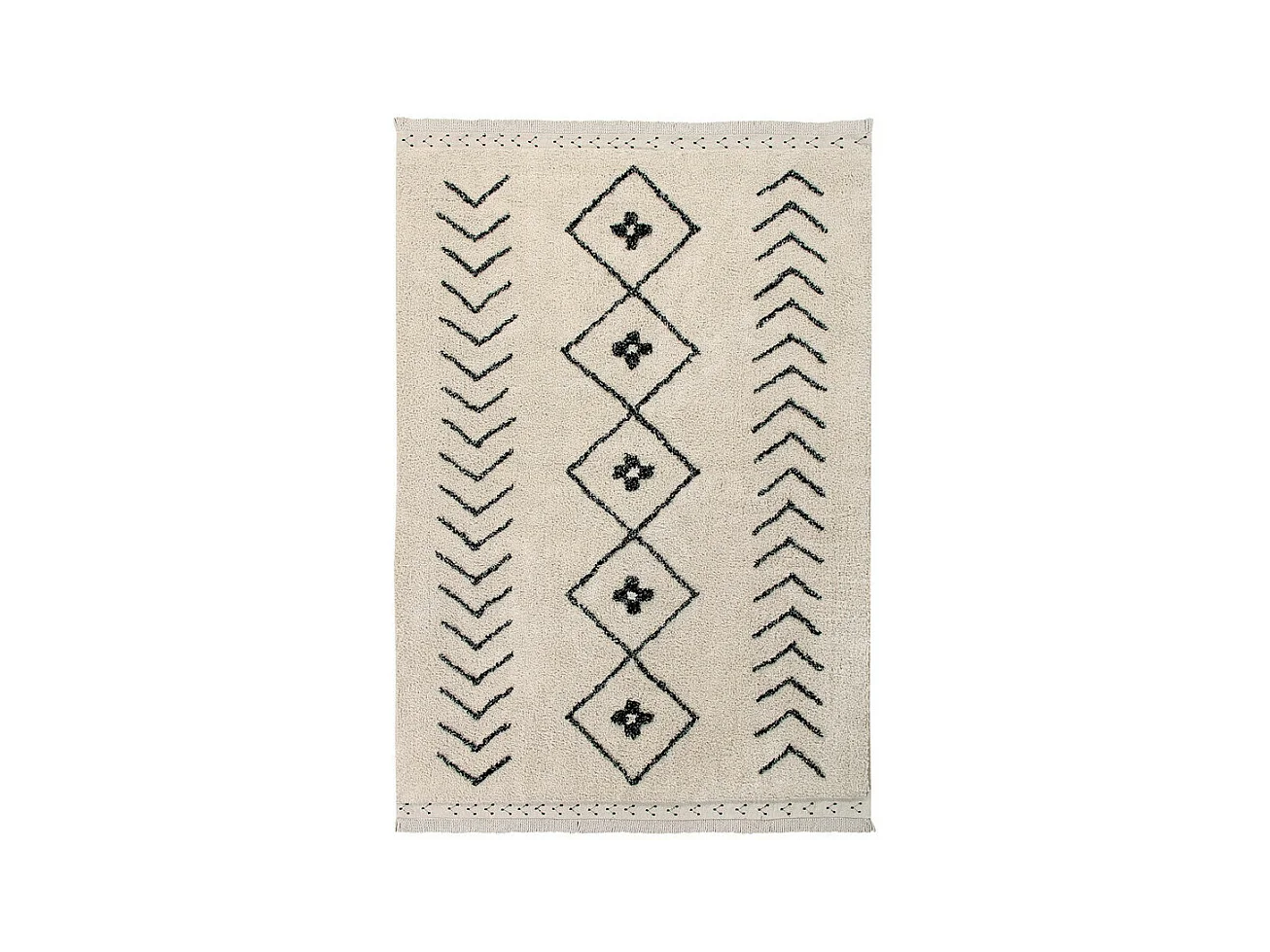 Tapis ethnique en coton fait main beige Bereber Rhombs Lorena Canals Rectangulaire Design