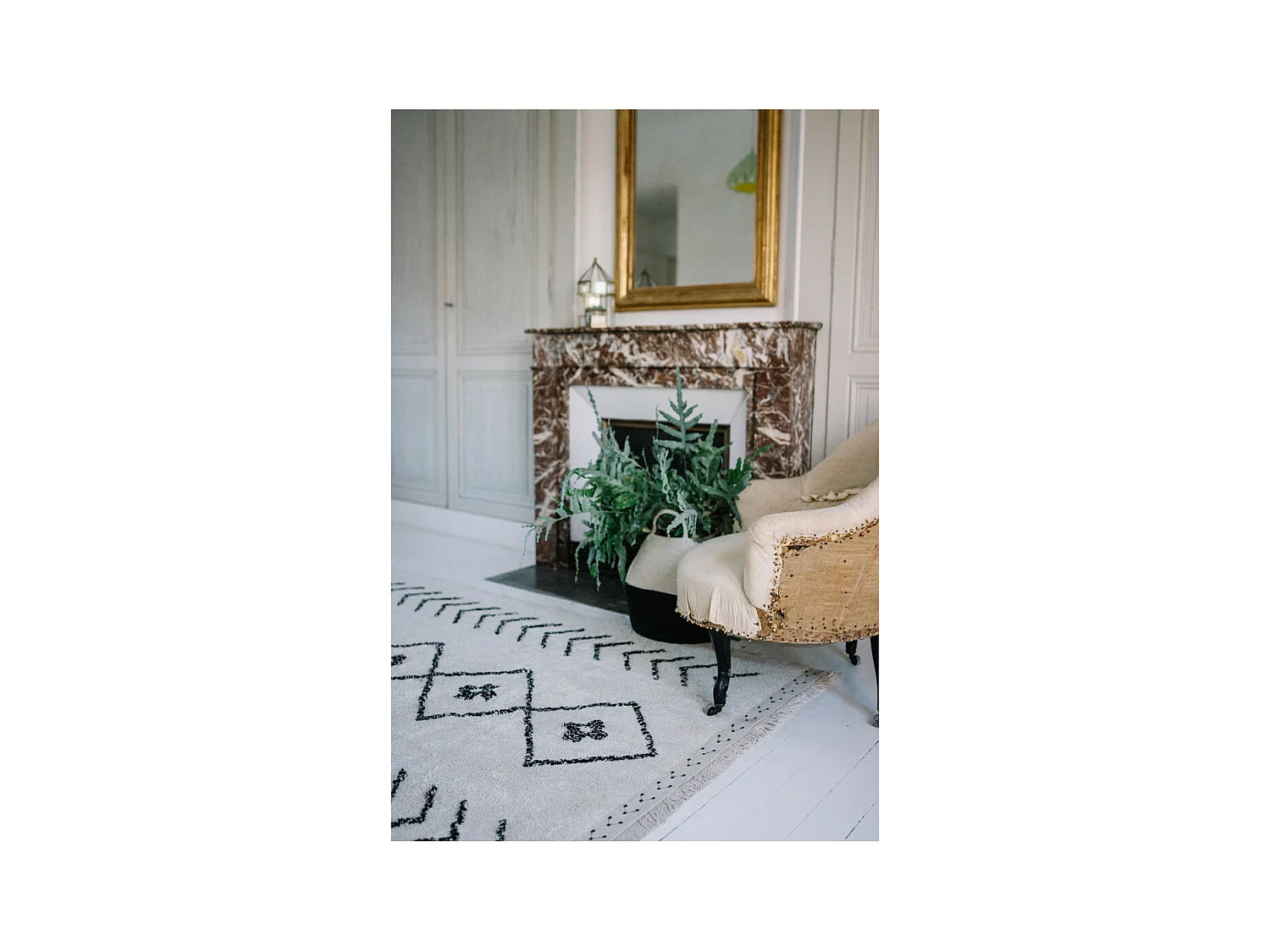 Alfombra de algodón Ber Rhombs - Beige - 120 x 170