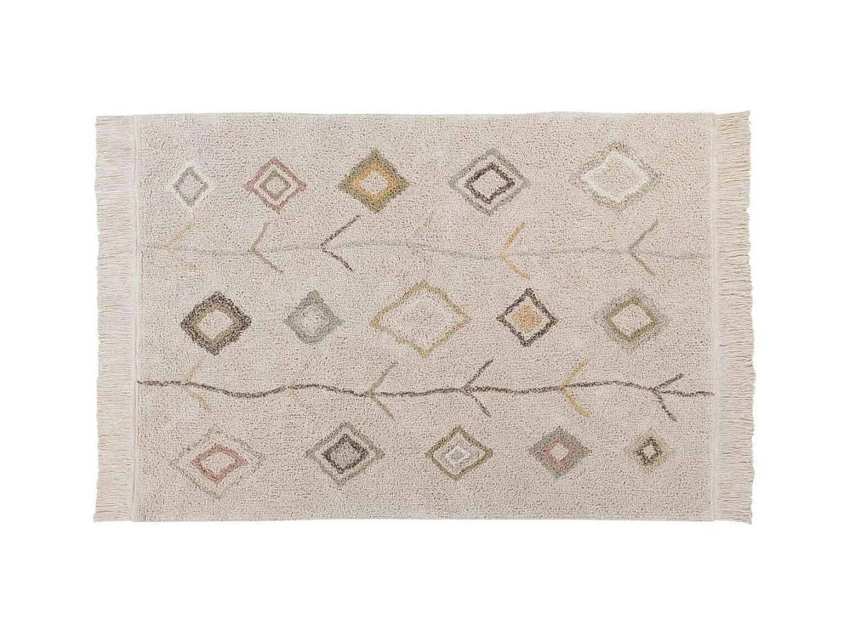 Tapis avec franges ethnique Kaarol Lorena Canals Rectangulaire Design Fait main Tapis lava