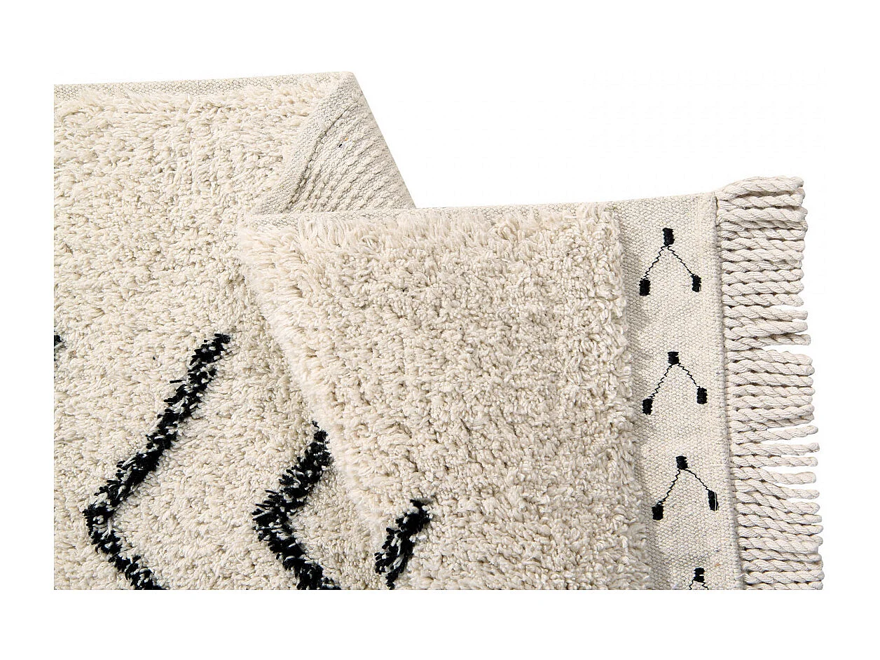 Tapis ethnique en coton fait main beige Bereber Rhombs Lorena Canals Rectangulaire Design