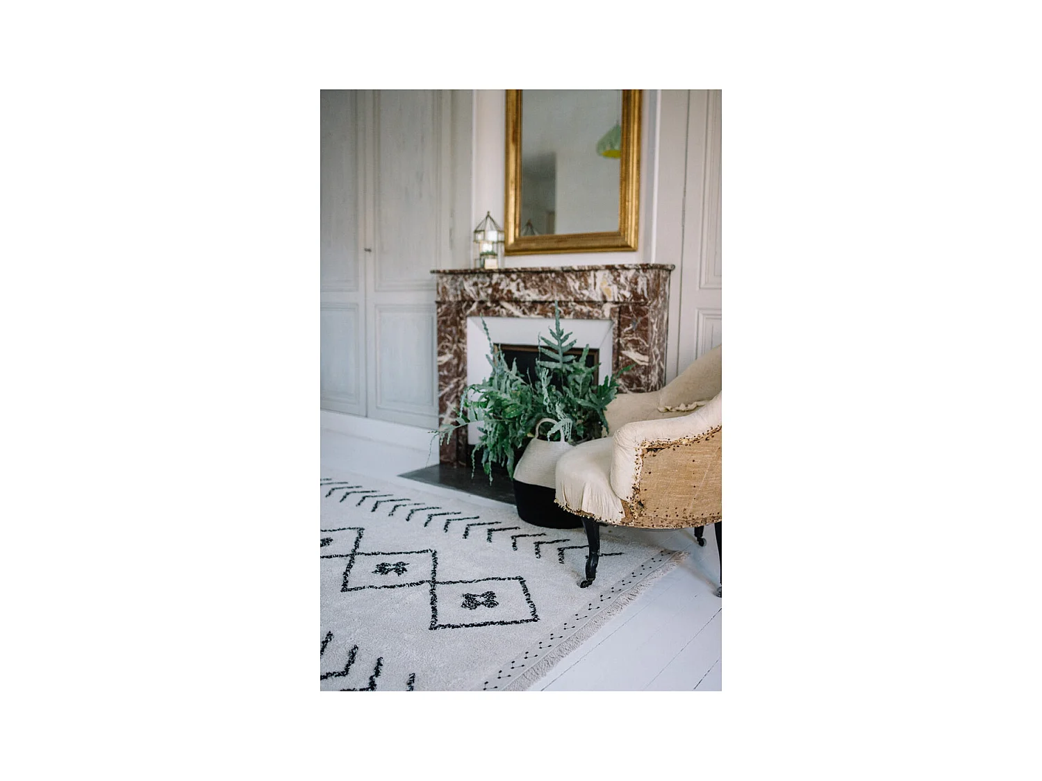 Alfombra de algodón Ber Rhombs - Beige - 140 x 210