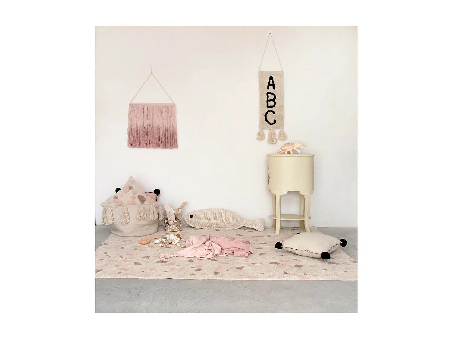 Tapis moderne en coton Terrazzo Lorena Canals Rectangulaire Design Fait main Tapis lavable