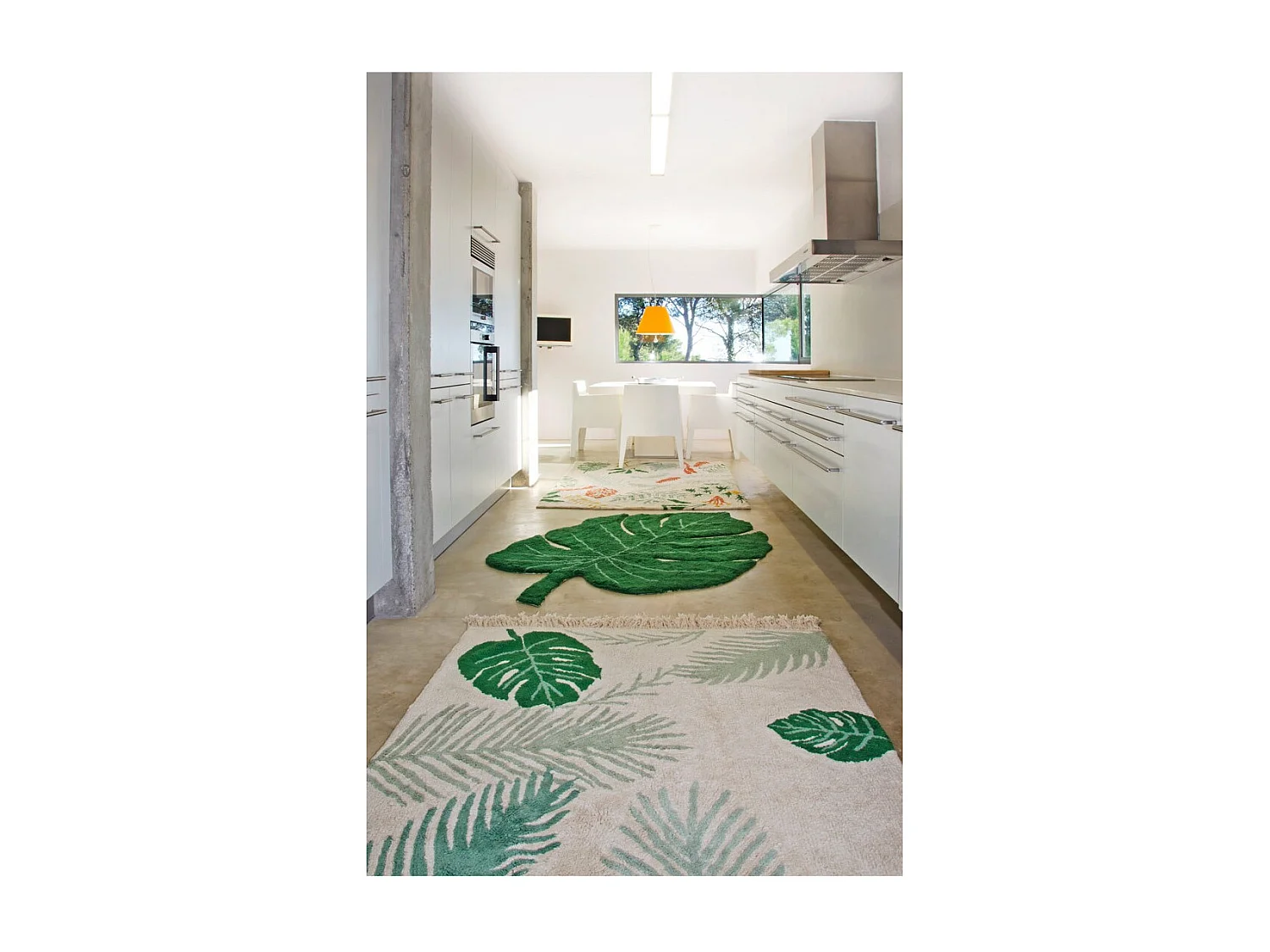 Tapis en forme de feuille pour salon Monstera Lorena Canals Originale Naturel Fait main Ta