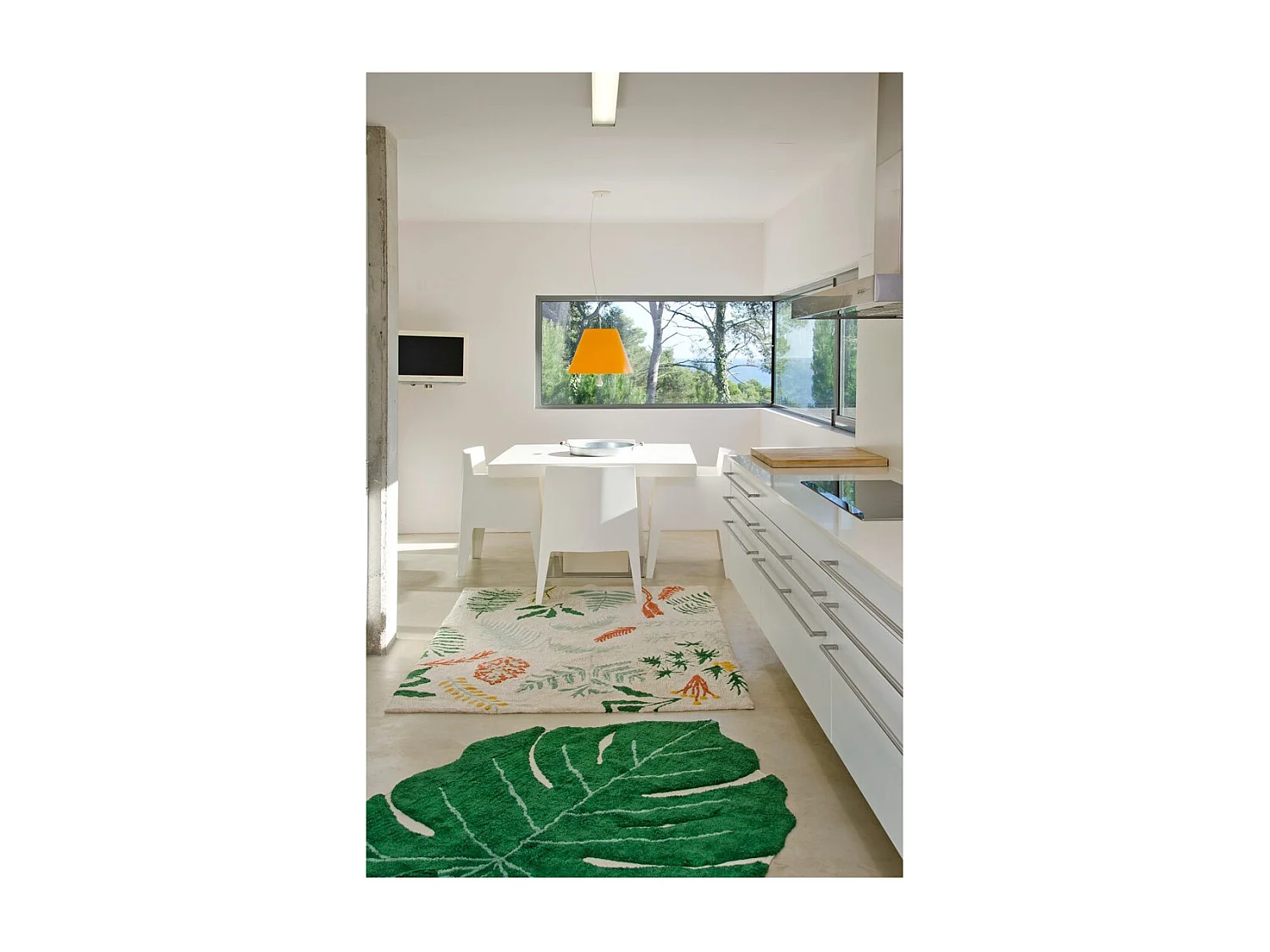 Alfombra de algodón con tropical hoja de Monstera - 120 x 160