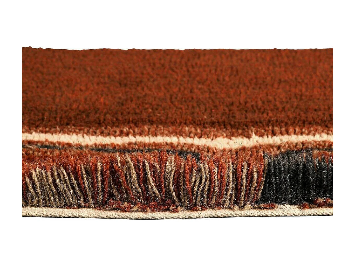 Tapis marron en laine lavable en machine ethnique Karibu Ovale Design Fait main Tapis lava