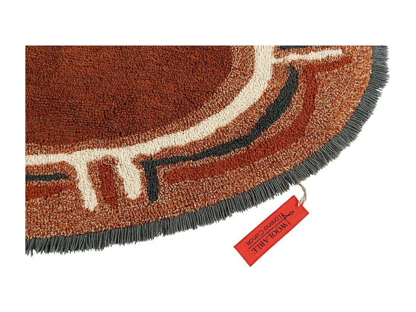 Tapis marron en laine lavable en machine ethnique Karibu Ovale Design Fait main Tapis lava