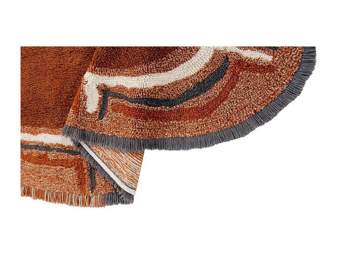 Tapis marron en laine lavable en machine ethnique Karibu Ovale Design Fait main Tapis lava