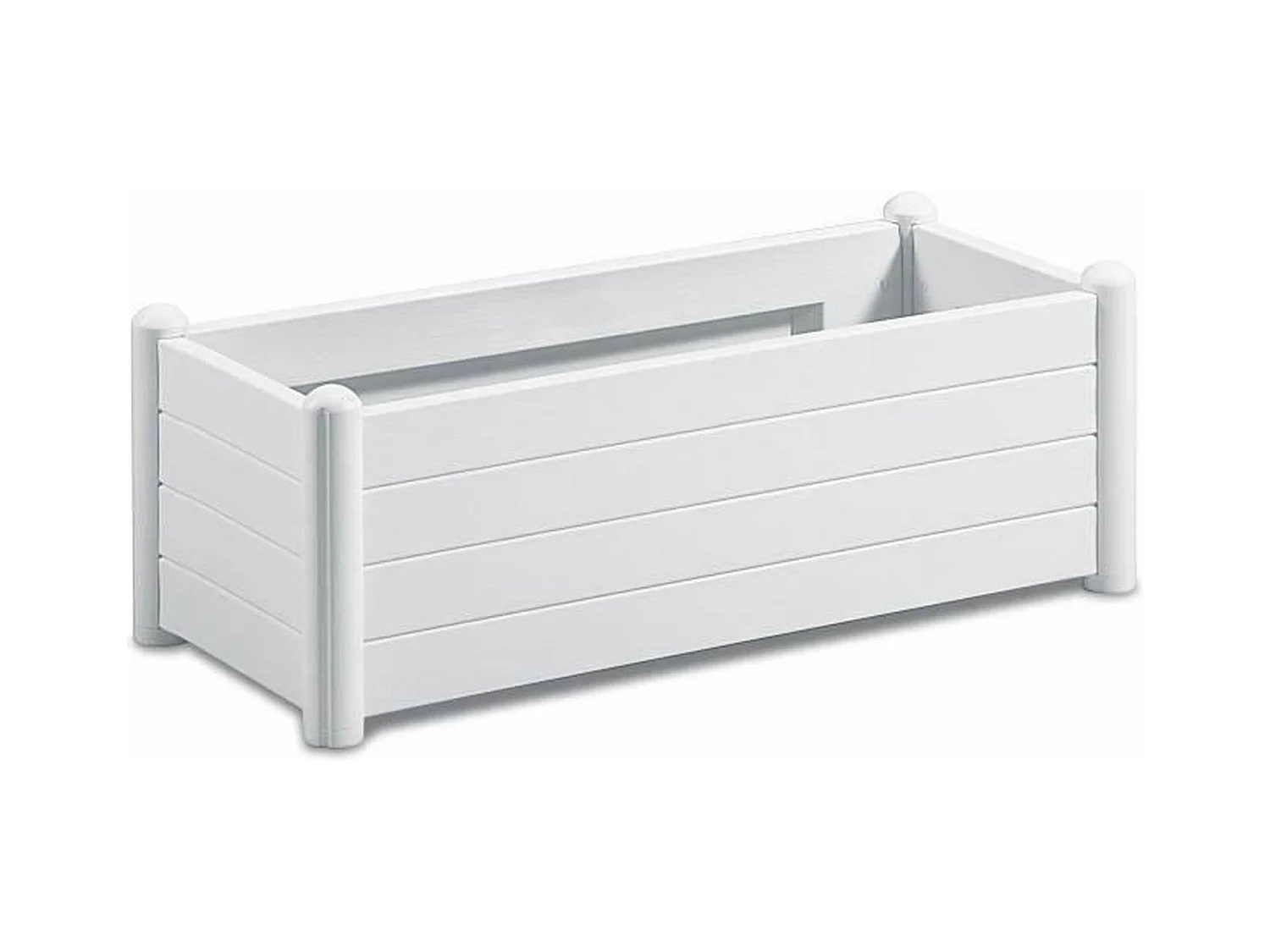 Rechteckiger Blumenkasten – Holzoptik – 100 x 43 x 35 cm – 80 l – Weiß