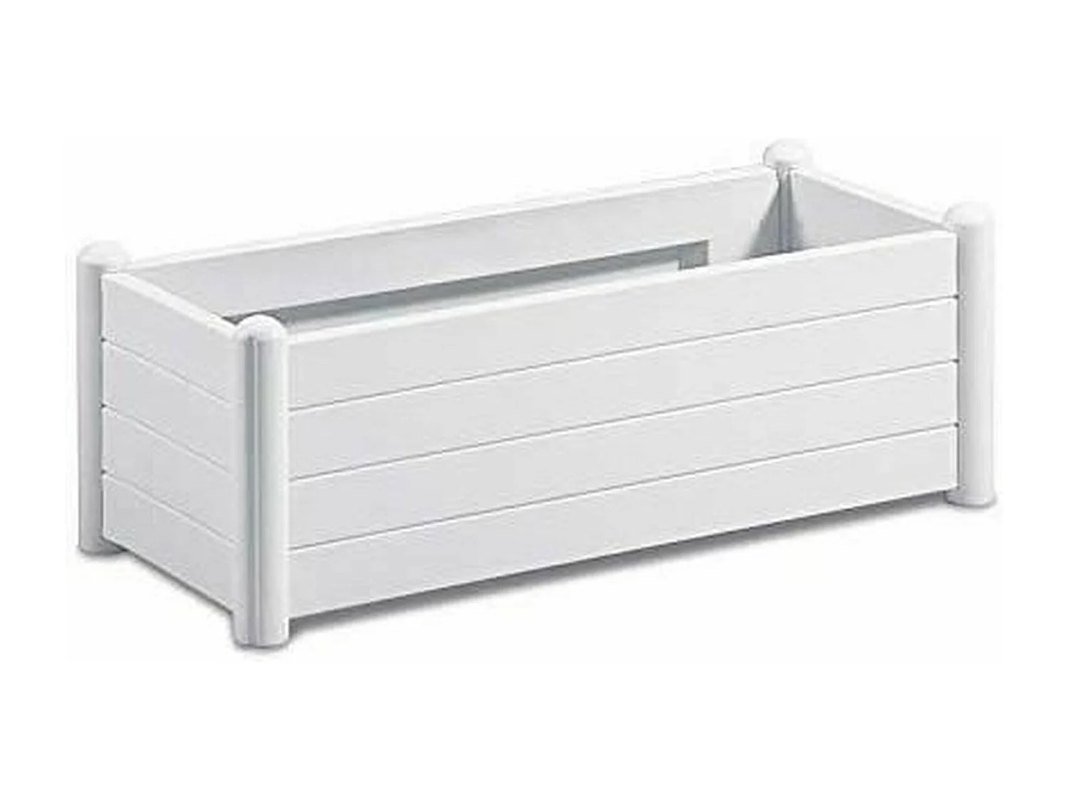 Rechteckiger Blumenkasten – Holzoptik – 100 x 43 x 35 cm – 80 l – Weiß