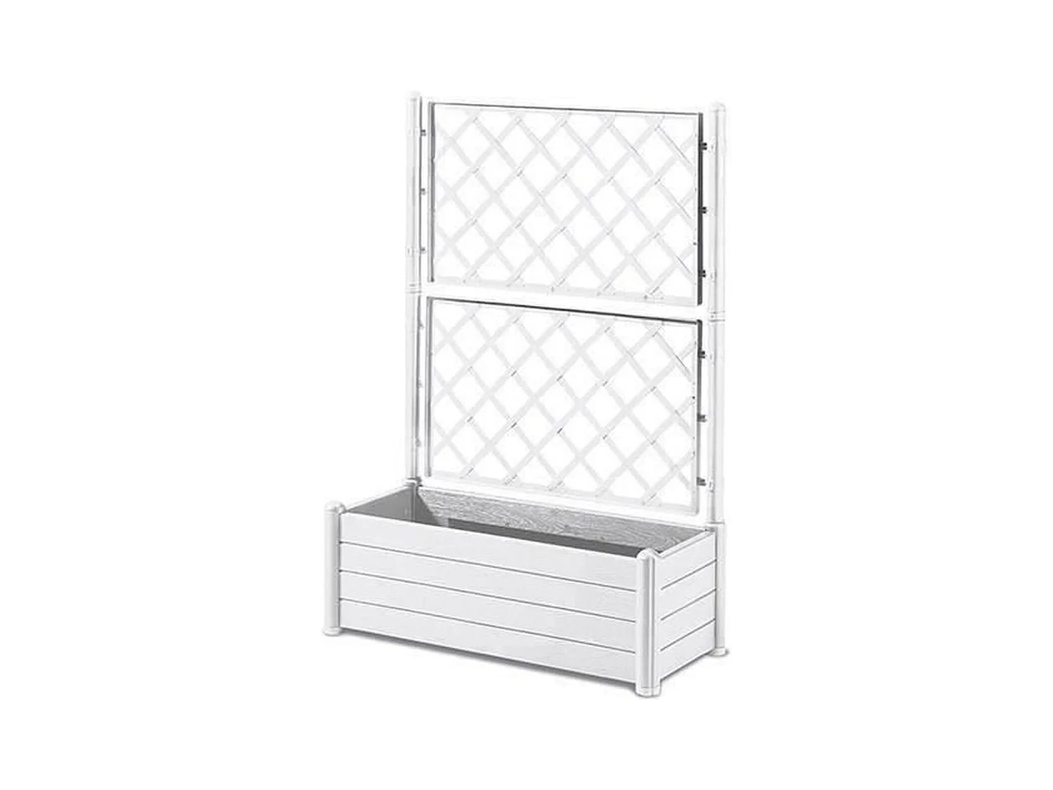 Rechteckiger Blumenkasten mit Gitter – Holzoberfläche – 100 x 43 x 142 cm – 80 L – Weiß