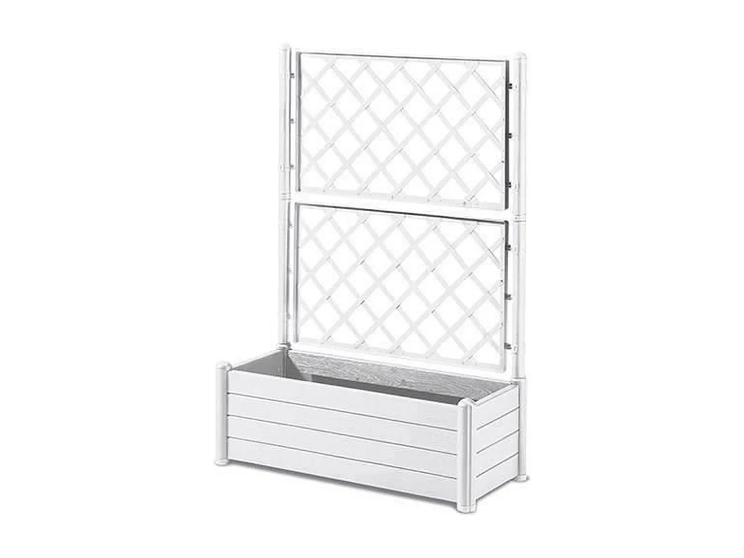 Rechteckiger Blumenkasten mit Gitter – Holzoberfläche – 100 x 43 x 142 cm – 80 L – Weiß