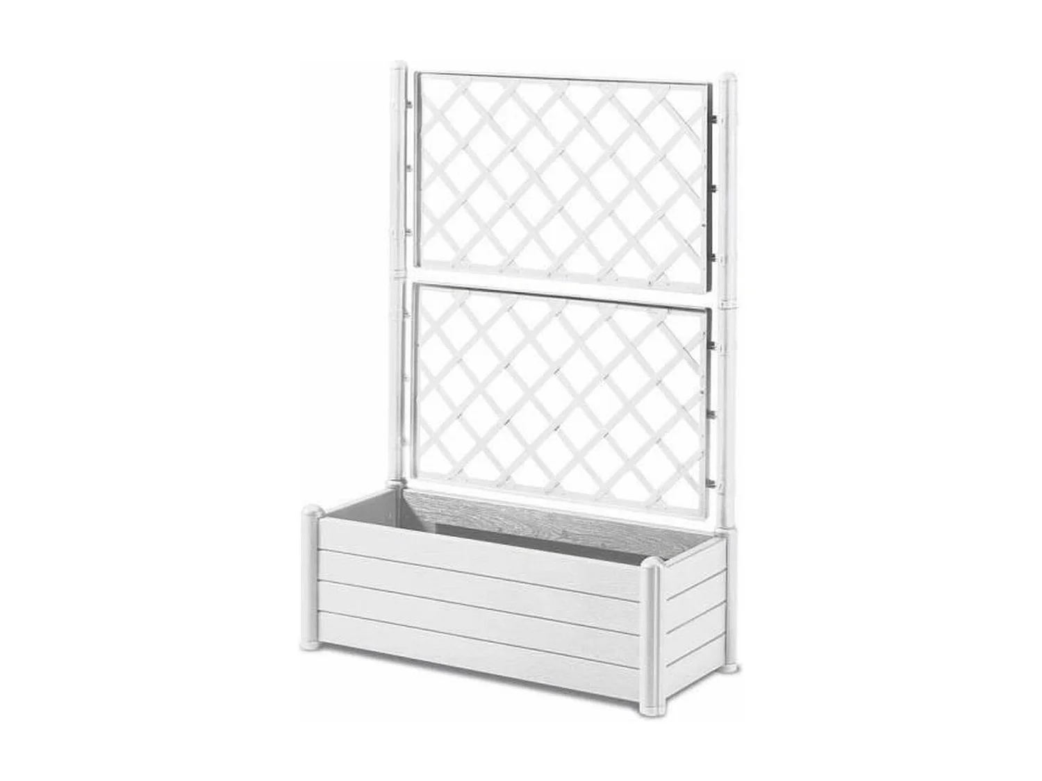 Rechteckiger Blumenkasten mit Gitter – Holzoberfläche – 100 x 43 x 142 cm – 80 L – Weiß