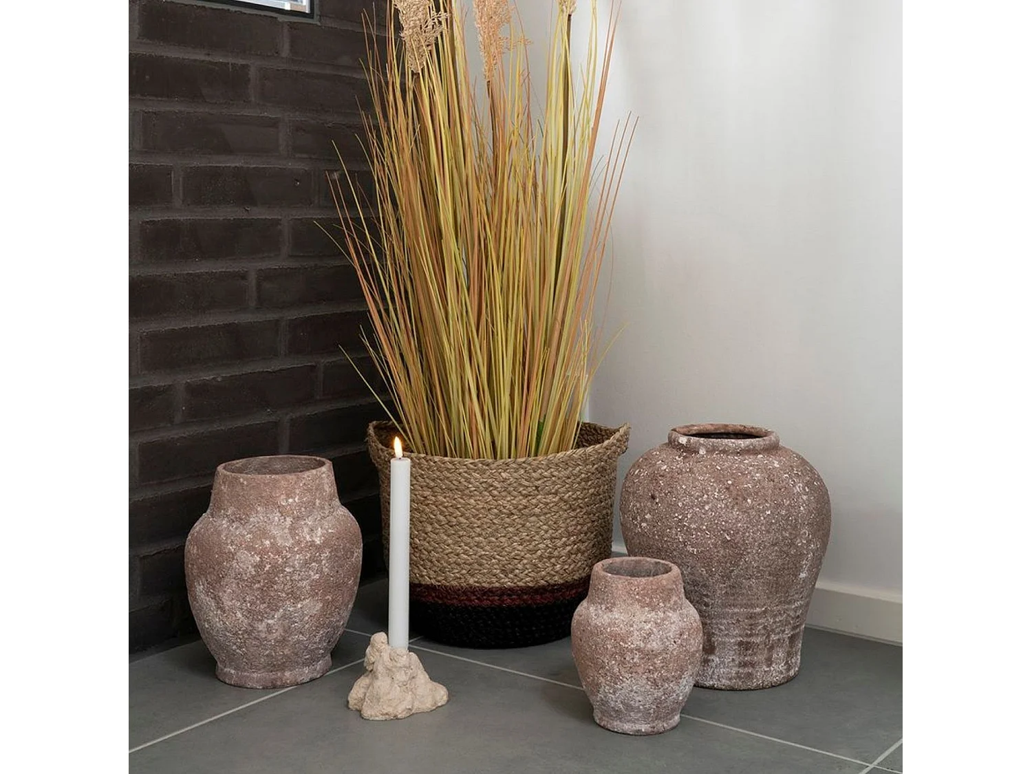 Maceta de cerámica marrón oscuro 24.5 x 24.5 x 27.5 cm