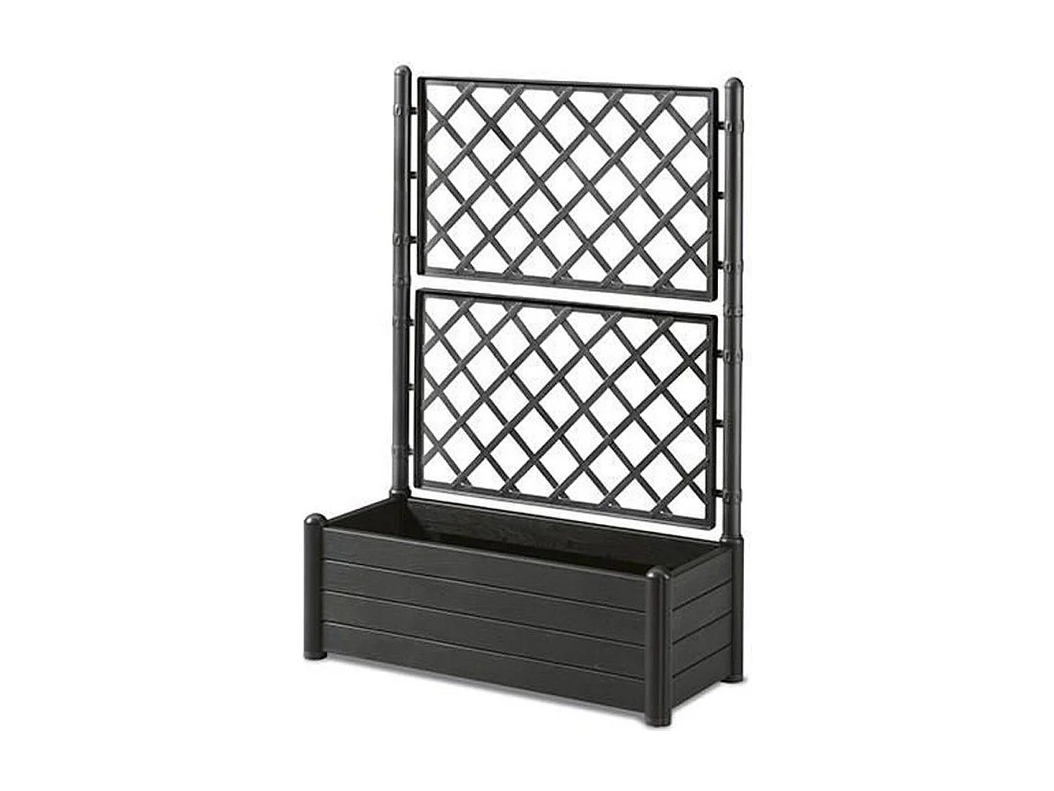 Rechthoekige plantenbak met trellis - Houtlook - 100 x 43 x 142 cm - 80 L - grafiet