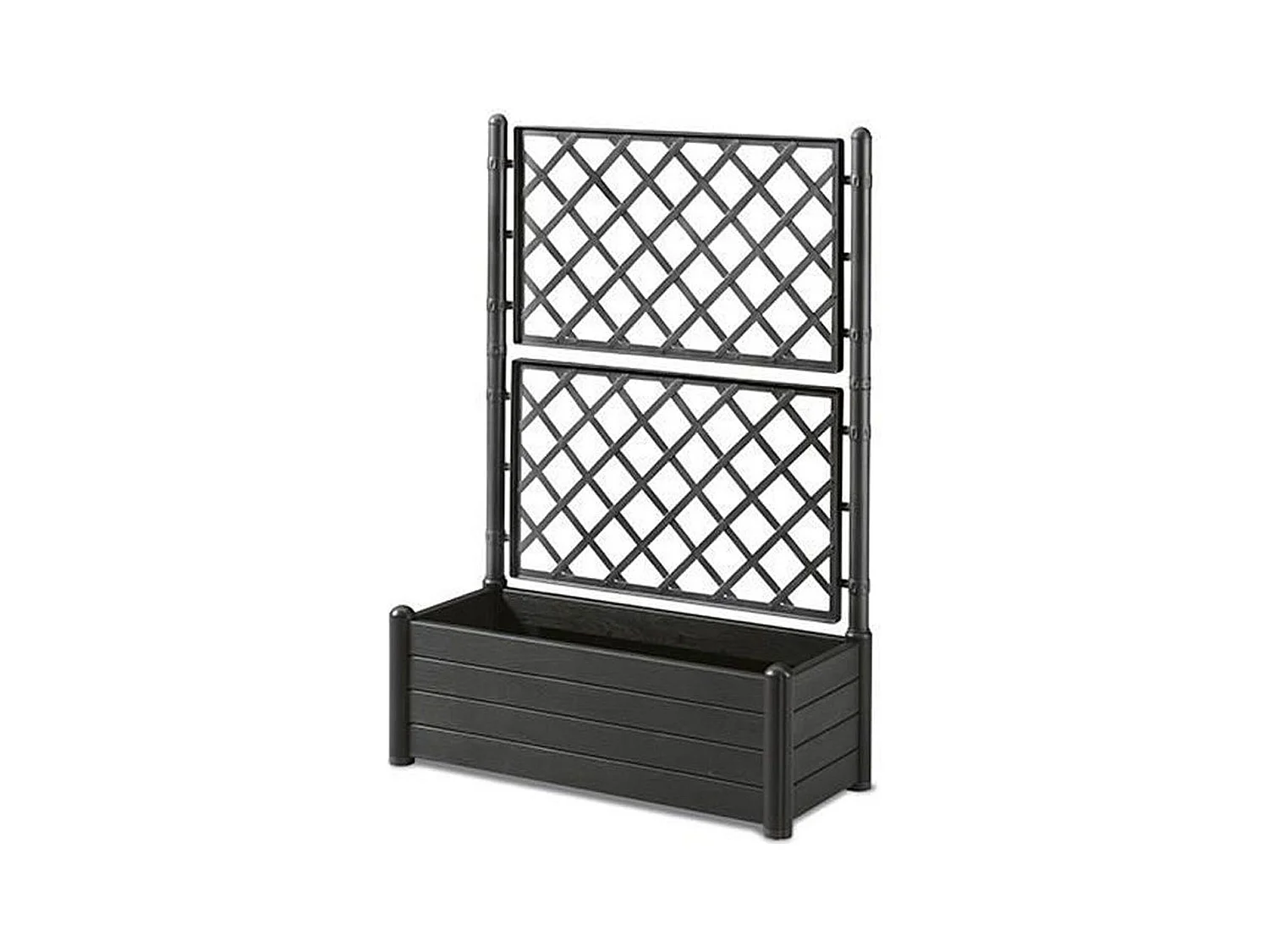 Rechteckiger Pflanzkasten mit Spalier – Holzoptik – 100 x 43 x 142 cm – 80 l – Graphit