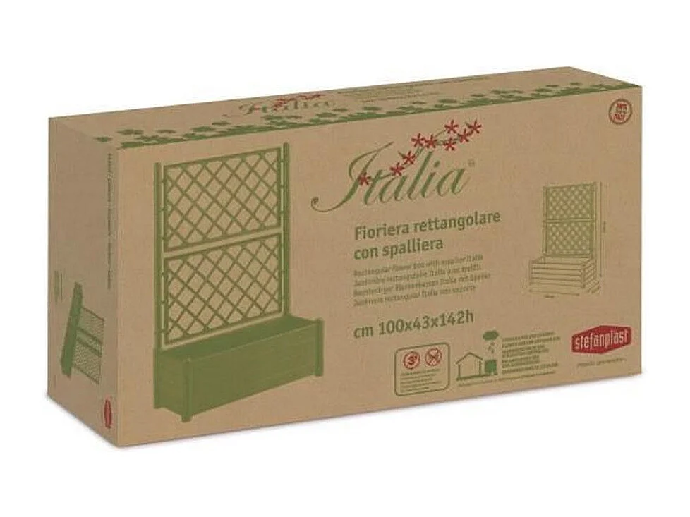 Rechteckiger Pflanzkasten mit Spalier – Holzoptik – 100 x 43 x 142 cm – 80 l – Graphit