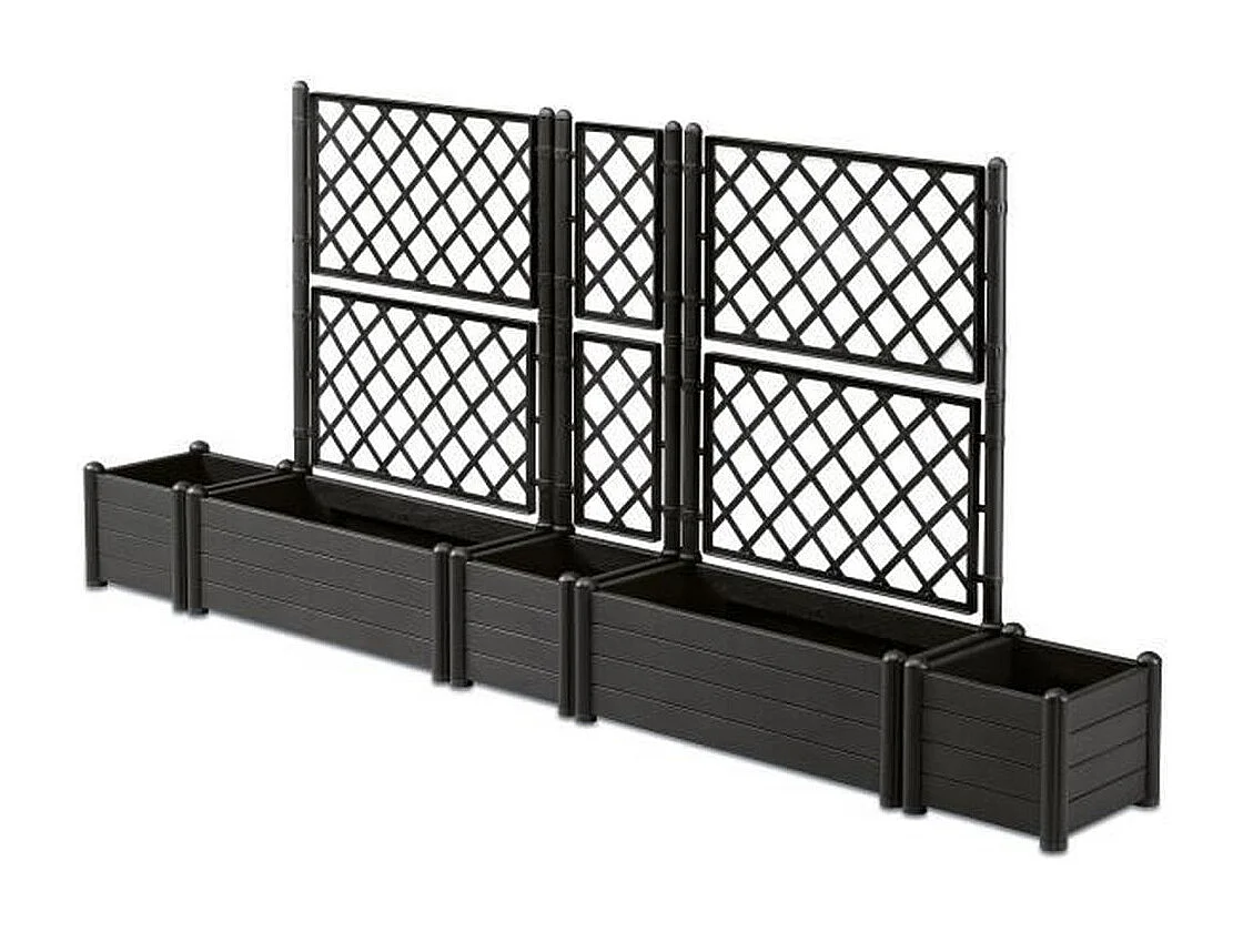 Rechteckiger Pflanzkasten mit Spalier – Holzoptik – 100 x 43 x 142 cm – 80 l – Graphit