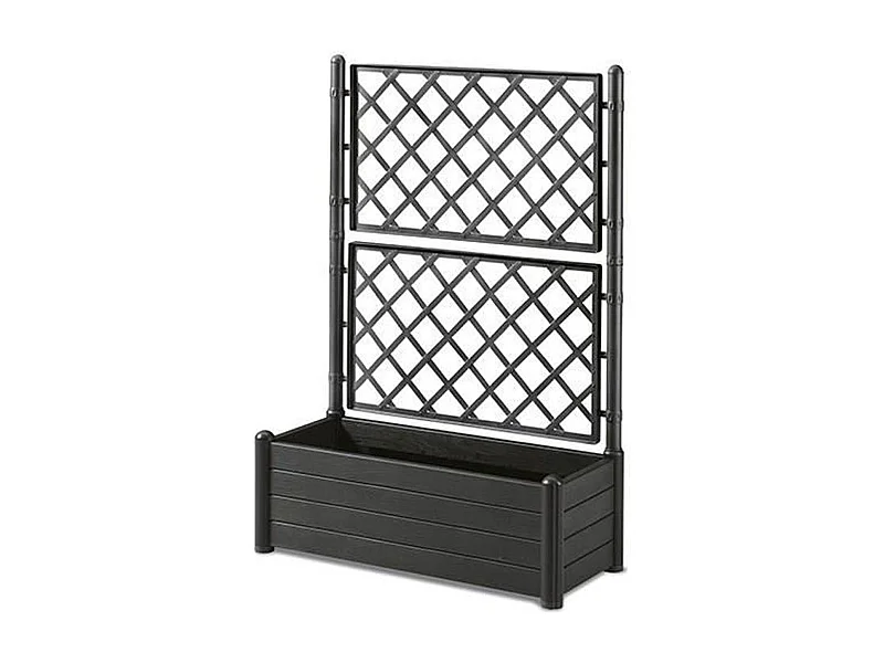 Rechteckiger Pflanzkasten mit Spalier – Holzoptik – 100 x 43 x 142 cm – 80 l – Graphit