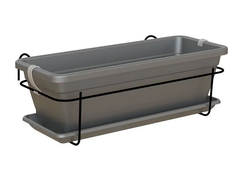 Kit balcon jardinière anthracite 50 x 19,5 x Hauteur 16 cm - 1,1 L